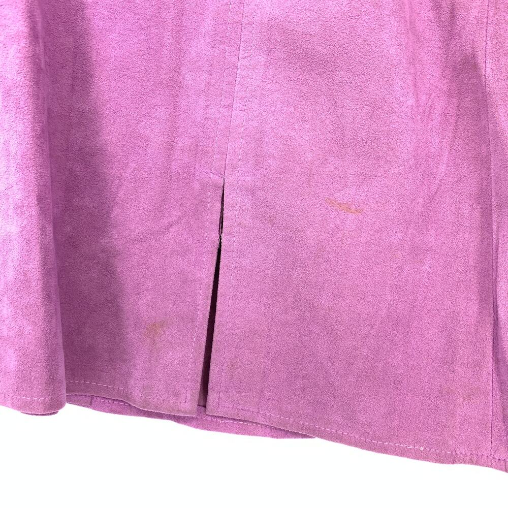 Vintage Faux Suede Leather Skirt Womens Size 4 Purple Above Knee A-Line Soft - Picture 4 of 7